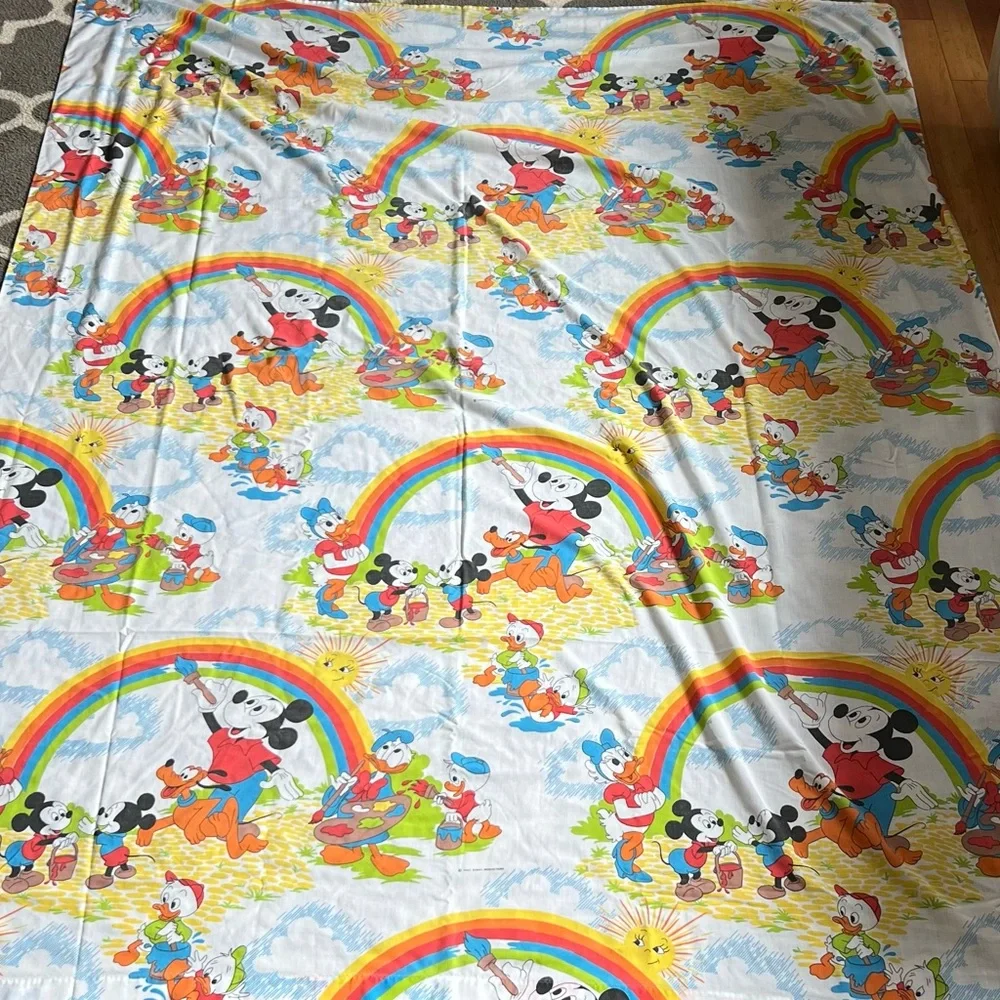 Vtg Twin Disney Pacific Mickey Mouse Set of 3, Pillowcase, Fitted,‎ & Flat Sheet